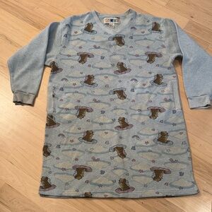 Vintage-80s-AOP Angel Teddy Bear Sleep Pajamas Sweatshirt-Pockets-Kidcore-Read